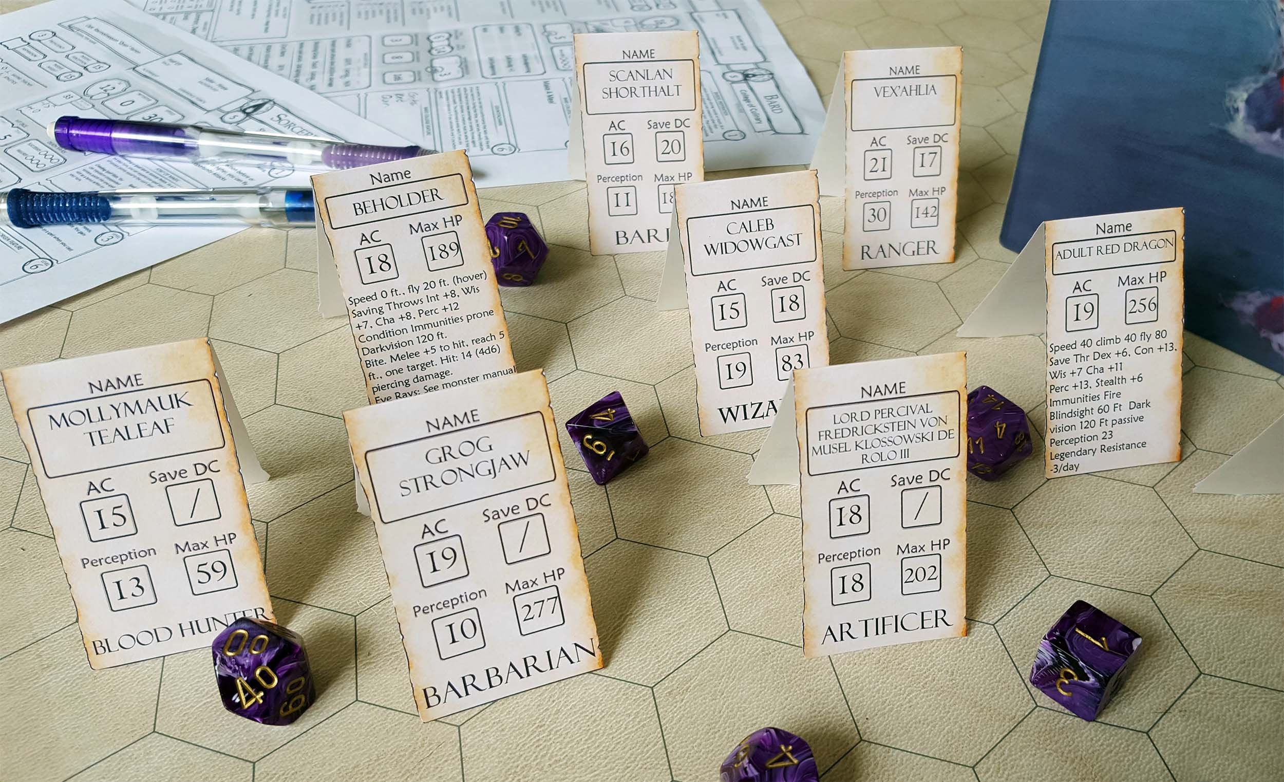 Initiative Tracker Set D&amp;D Fillable PDF DOWNLOAD | Etsy
