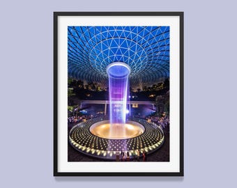 Rain Vortex Art Print: Singapore Changi Airport Wall Art