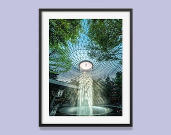 Singapore Changi Vortex Art Print: Blue Green Wall Decor
