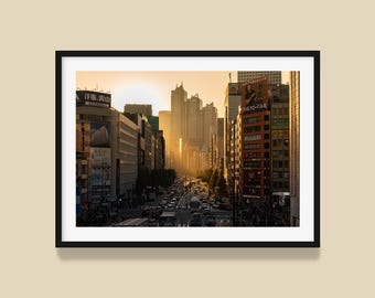 Tokyo Shinjuku Sunset Photo Print: Japanese Cityscape Wall Art