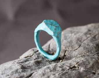 Unisex Monolith Ring 02, Organic shape, Hand carved, Custom made, Colorful