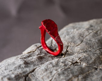 Unisex Monolith Ring 03, Organic shape, Hand carved, Custom made, Colorful
