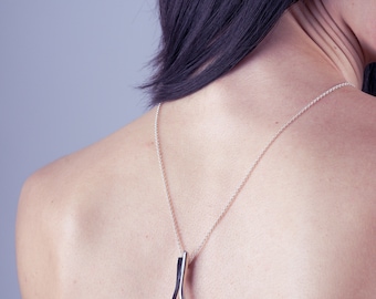 Minimal silver pendant, Tear drop Necklace, 3D printed, Organic design, Christmas gift