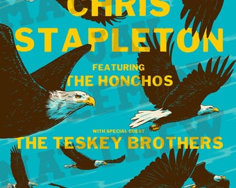 Chris Stapleton Vancouver, BC Poster // Wall Art // Screen Print // Eagles // Mountains // Canada