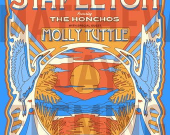 Chris Stapleton Mountain View, CA Poster // Wall Art // Screen Print // Heron // Mountains // California