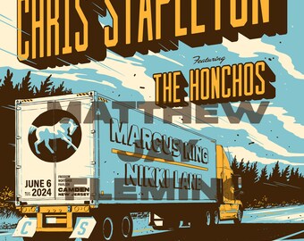 Chris Stapleton Camden 2024 Poster // Wall Art // Screen Print // Crosswind // Semi // Trailer // Highway
