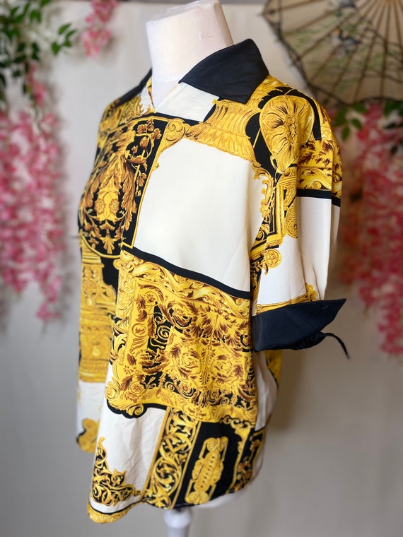 1980s baroque gold and black blouse, size XL, but… - image 4