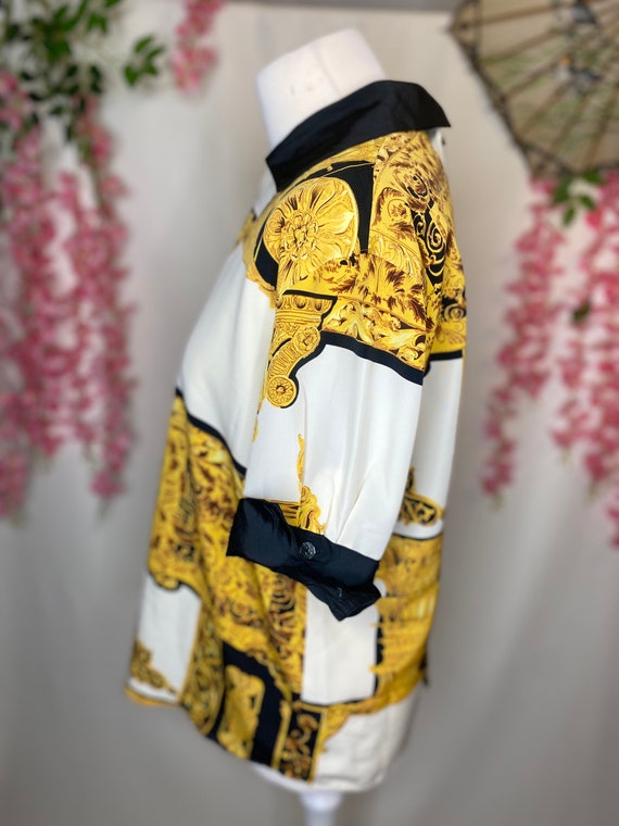 1980s baroque gold and black blouse, size XL, but… - image 6