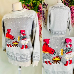 vintage Christmas jumper, free size, embroidered jumper, festive jumper, crimbo jumper