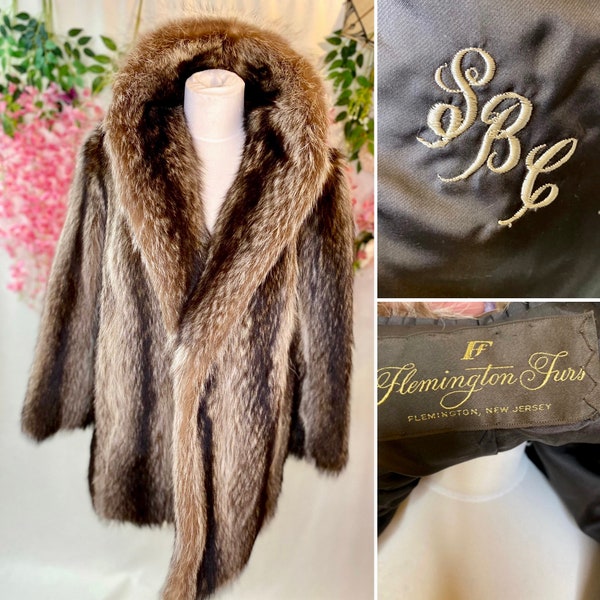 Vintage Fleming Furs coat, size Up to XL, present, winter coat, real fur coat, long fur, large collar