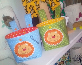 Handlebar bag for twins // Sibling bag // Balance bike bag // Bicycle bag // Lion // Gift for children // with name // Children