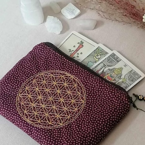 Mäppchen Tasche / Blume des Lebens  11,5 x 16 cm Reißverschluss / Tarot / card pouch