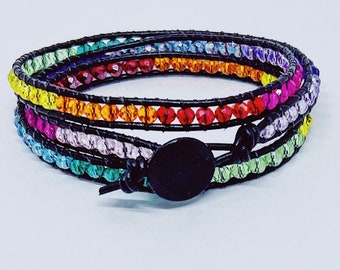 Rainbow Leather Wrap Bracelet | Chan Luu Bracelet | Rainbow Bracelet | Teen Jewelry | Leather Bracelet | Pride Jewelry | Women’s Bracelet