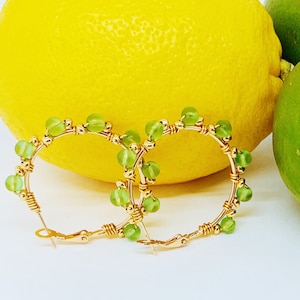 Lime Green Earrings, Lime Green Hoop Earrings, Green Hoops, Green Earrings, Bright Earrings, Bright Jewelry, Trendy Earrings, Trendy Jewelry