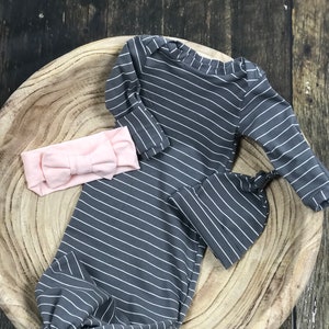 Pasgeboren Unisex Coming Home Outfit, Gender Neutral Baby Outfit, Unisex geknoopte jurk, pasgeboren kleding, Premie Kleding, Baby Shower