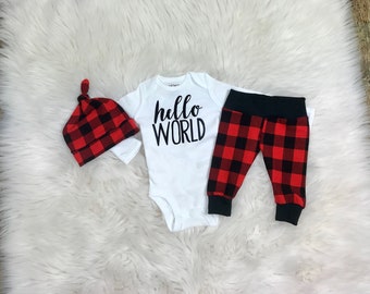 buffalo check newborn outfit