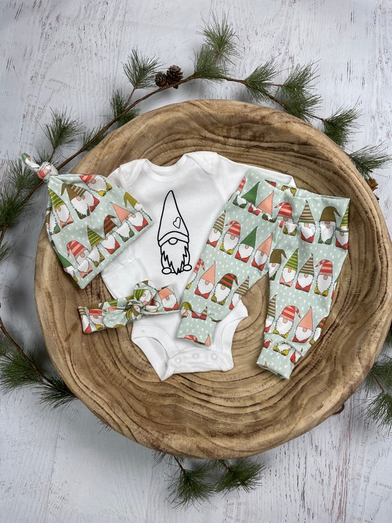 Christmas Gnome Baby Leggings Christmas Unisex Toddler Leggings Gender Neutral Holiday Outfit baby first Christmas winter pants
