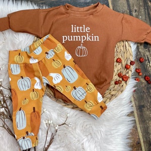 Organic Fall outfit/Baby Fall Clothing/Toddler Fall Outfit/Pumpkin pants/pumpkin sweatshirt/Baby First Fall/fall baby clothes/baby romper