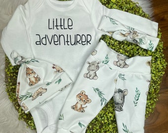 Unisex baby coming home/Gender Neutral coming home outfit/baby animal clothing/safari animals/baby clothing/Premie Baby/Baby Shower Gift