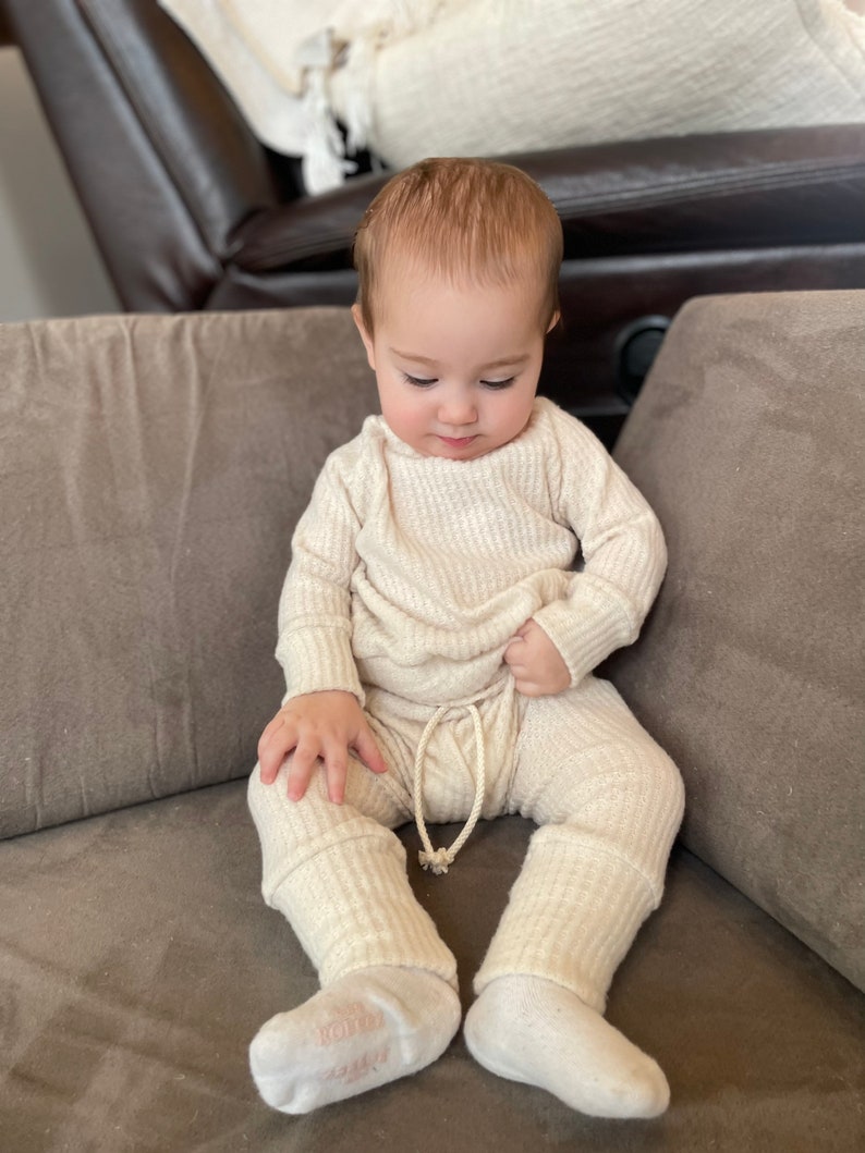 Gender Neutral Baby Outfit/waffle Knit Outfit/oatmeal Waffle Etsy