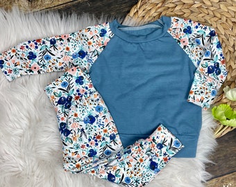 Tenue de fille biologique / fille nouveau-née / tenue florale de petite fille / tenue de fille tout-petit / legging floral / premier anniversaire / fille en bas âge / cadeau de bébé
