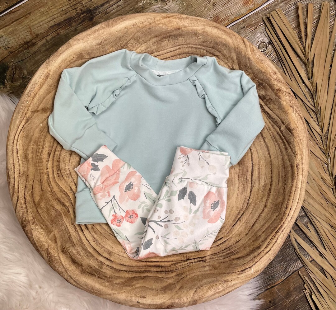 Girl Watercolor Floral Outfit/baby Girl Organic Clothes/girl Leggings