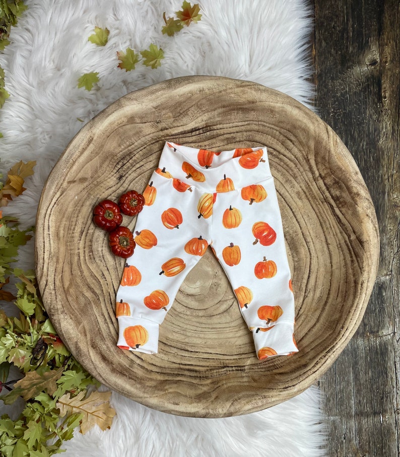 Baby pumpkin outfit/little pumpkin/baby fall clothes/toddler pumpkin pants/Halloween pants/Thanksgiving pants image 3