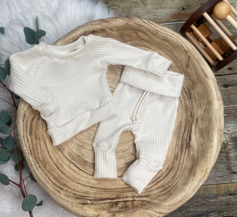 Gender Neutral Baby Outfit/waffle Knit Outfit/oatmeal Waffle Etsy