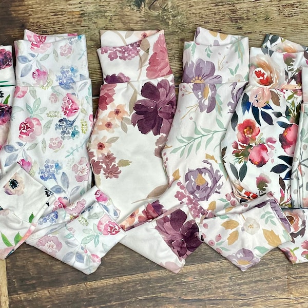 Floral leggings/Floral joggers/baby, toddler, girl leggings/Earthtone floral leggings/Girl pants/baby girl clothes/Premie girl/toddler girl