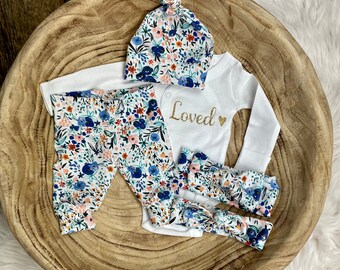 Traje de niña recién nacida que viene a casa, traje de bebé, traje de recién nacido, traje premie, ropa orgánica para bebés, premie niña
