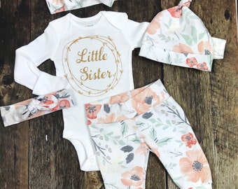 Baby Girl Coming Home Outfit in Watercolor Peonieslittle | Etsy