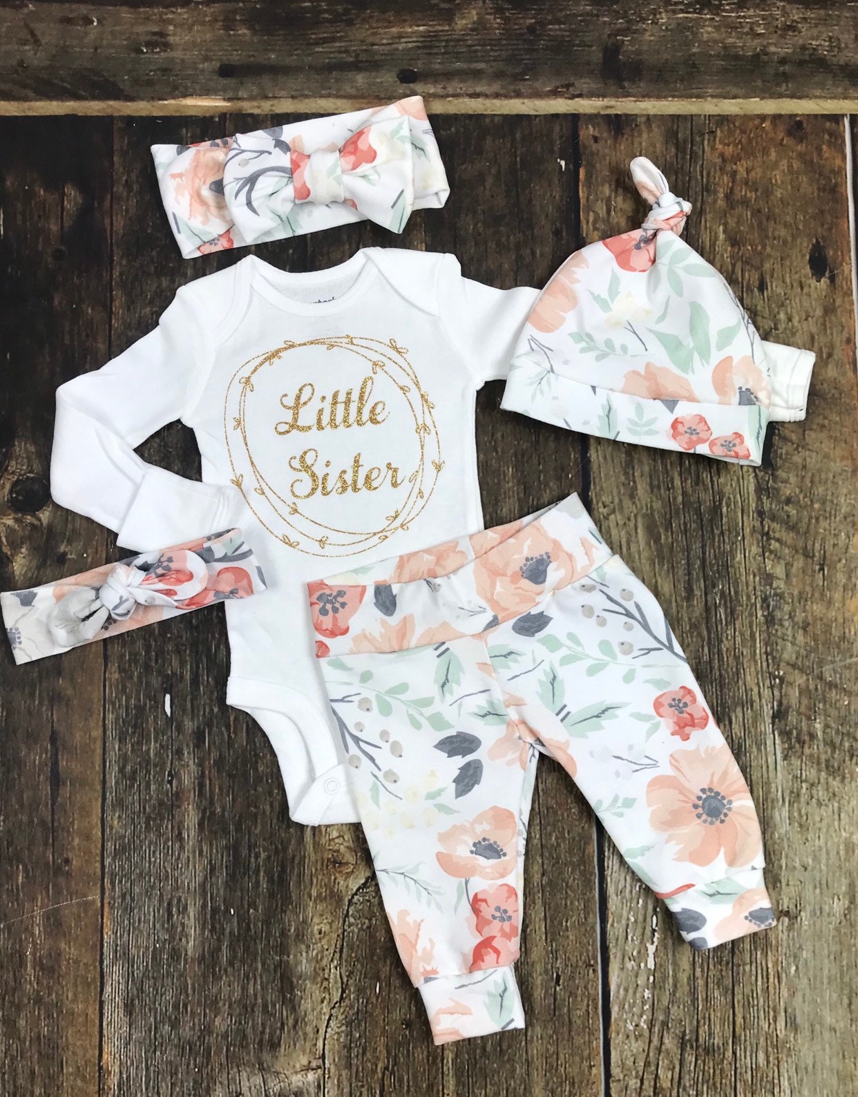 Newborn Girl Coming Home Outfit, Baby Girl outfit in Watercolor Earth…
