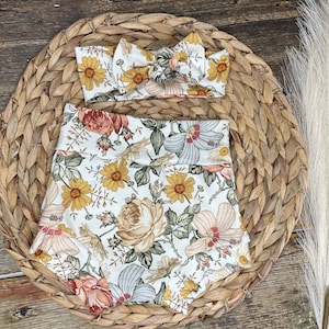 Boho Baby,Toddler Organic knit Floral Bummies/Baby Summer Clothing/Baby Girl/Toddler Girl/Toddler Summer Clothing/Floral Baby Bloomers