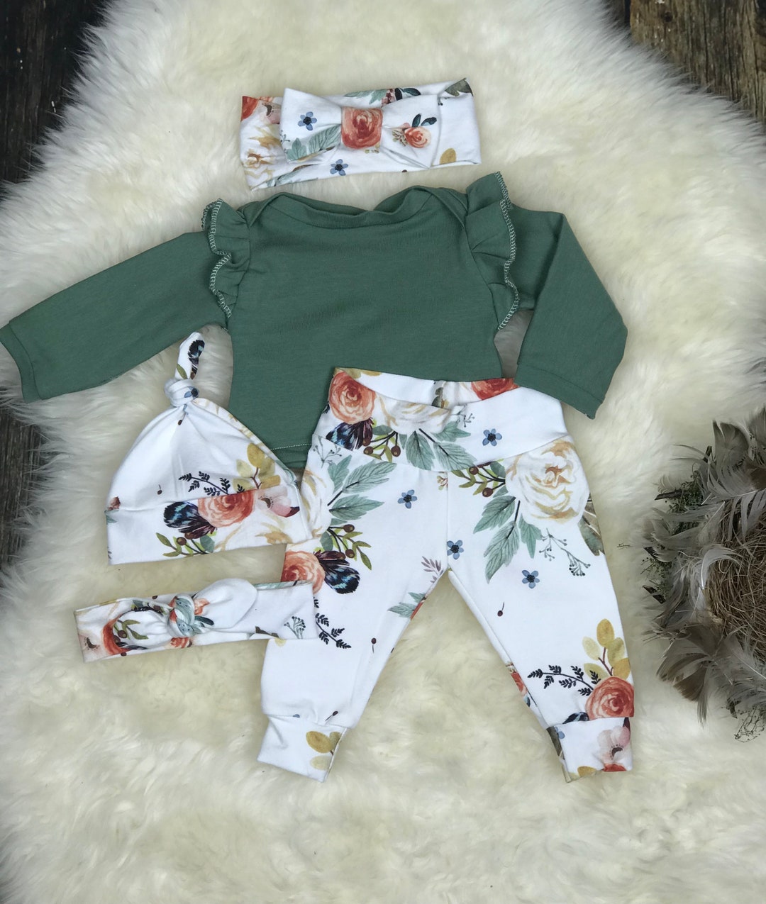 Newborn Girl Coming Home Outfit in Earthtones, Newborn Girl Photography ...