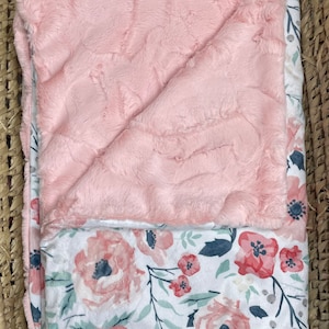Floral Baby blanket/watercolor floral baby blanket/Minky Baby Blanket/Faux Fur Baby Blanket, Girl Baby Blanket, Watercolor Blanket