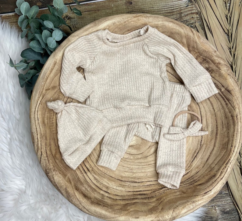 Gender Neutral Baby Outfit/waffle Knit Outfit/oatmeal Waffle Etsy