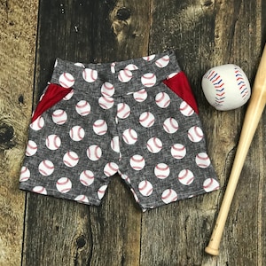 Boy baseball shorts, Baby Boy baseball shorts, toddler baseball shorts, pocket shorts, boy summer clothes,