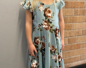 Floral Twirl Dress, Circle Dress, Girl Twirl Dress, Toddler Twirl Dress, Summer dress, Floral Dress, Birthday Dress, fall dress