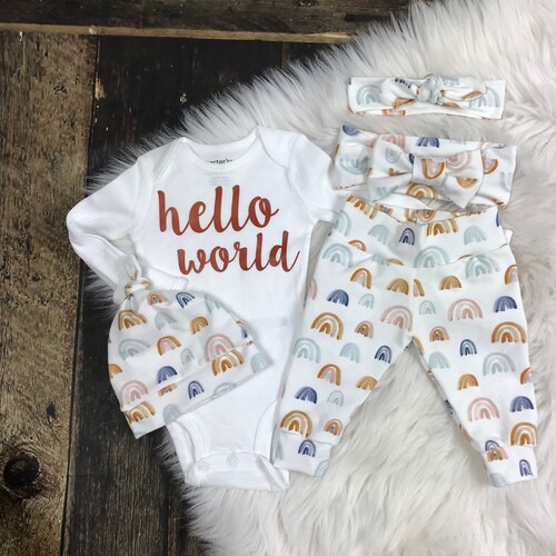 Gender Neutral Rainbow Baby Coming Home Outfit Gender Neutral Etsy