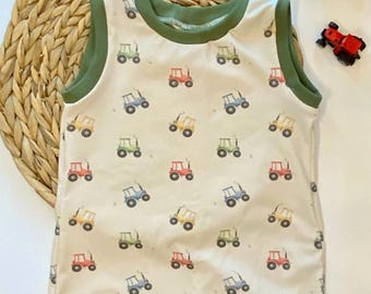 Boy summer romper/summer baby clothes/tractor romper/Organic Baby Clothes/baby boy/toddler boy/tractor birthday/boy birthday outfit