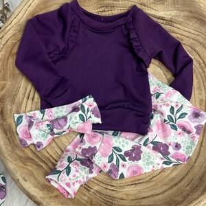 Newborn Girl Coming Home Outfit/Baby Girl Outfit in Watercolor Floral/Newborn organic clothing/Baby Girl/Premie Girl