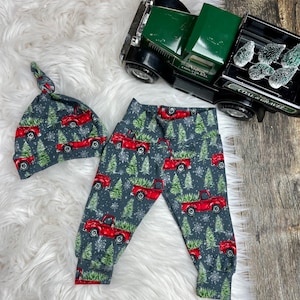 Christmas trees in tuck joggers, pants/baby first Christmas /toddler boy Christmas/winter baby boy/Christmas pants/baby Christmas clothes