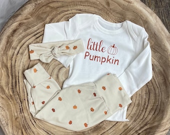 Baby pumpkin outfit/little pumpkin/baby fall clothes/toddler pumpkin pants/Halloween pants/Thanksgiving pants/baby organic clothes