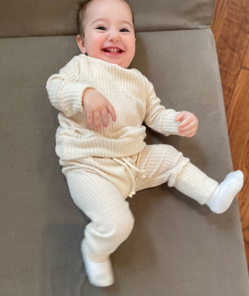 Gender Neutral Baby Outfit/waffle Knit Outfit/oatmeal Waffle Etsy