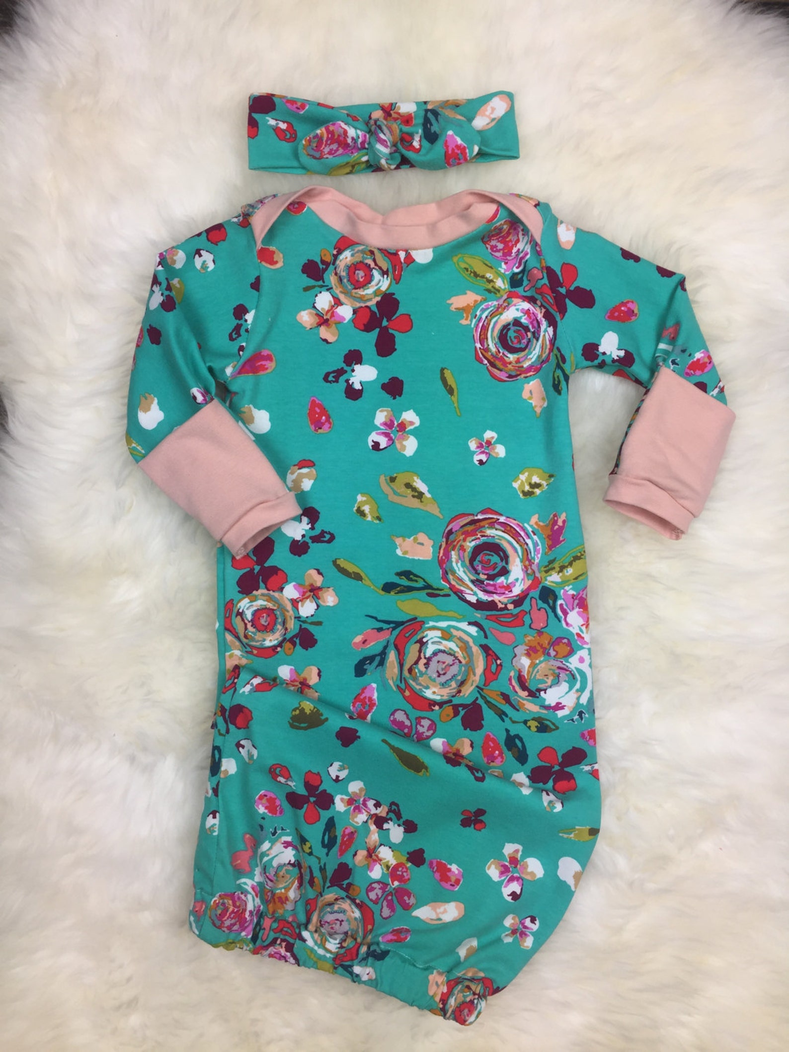 Infant/Baby Girl Layette Gown in Swifting Flora Baby Girl Etsy