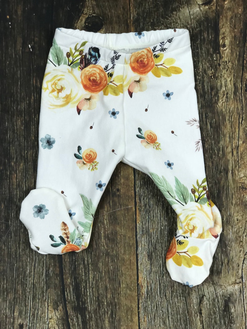 Newborn Girl Footie Pants Baby Girl Footed Leggings in Earth Etsy