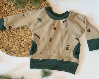 Baby organic clothing/baby ski outfit/toddler ski clothing/ski sweatshirt/toddler organic clothing/baby gift/baby clothes