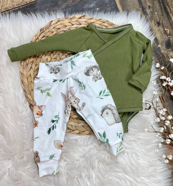 Biologische babykleding genderneutrale babykleding baby dierenkleding babyjongen babymeisje pasgeboren baby Premie babybaby bosdieren Etsy Belgie