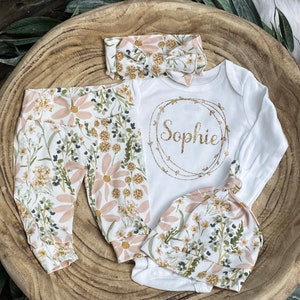 Newborn Girl Coming Home Outfit; Personalized Bodysuit, Watercolor Floral Outfit, Baby Girl, Baby Shower, Premie Girl, Premie clothes