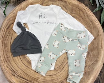 Bébé unisexe venant à la maison/Gender Neutral coming home outfit/baby animal clothing/cat baby outfit/baby clothing/Premie Baby/Baby Shower Gift